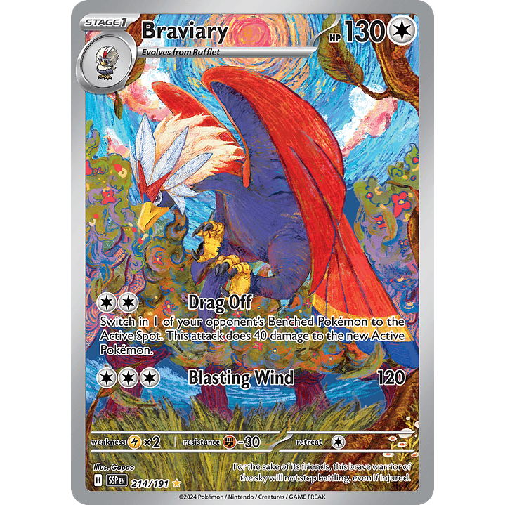 Braviary 214/191 - SV08 Surging Sparks Illustration Rare (NM) 1