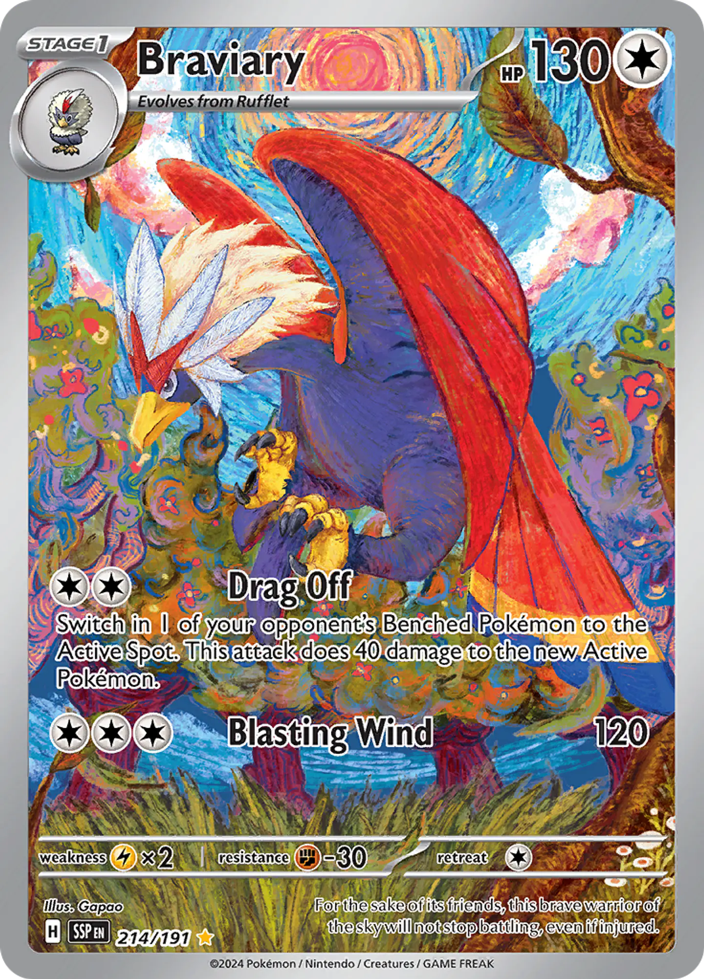 Braviary 214/191 - SV08 Surging Sparks Illustration Rare (NM) 1