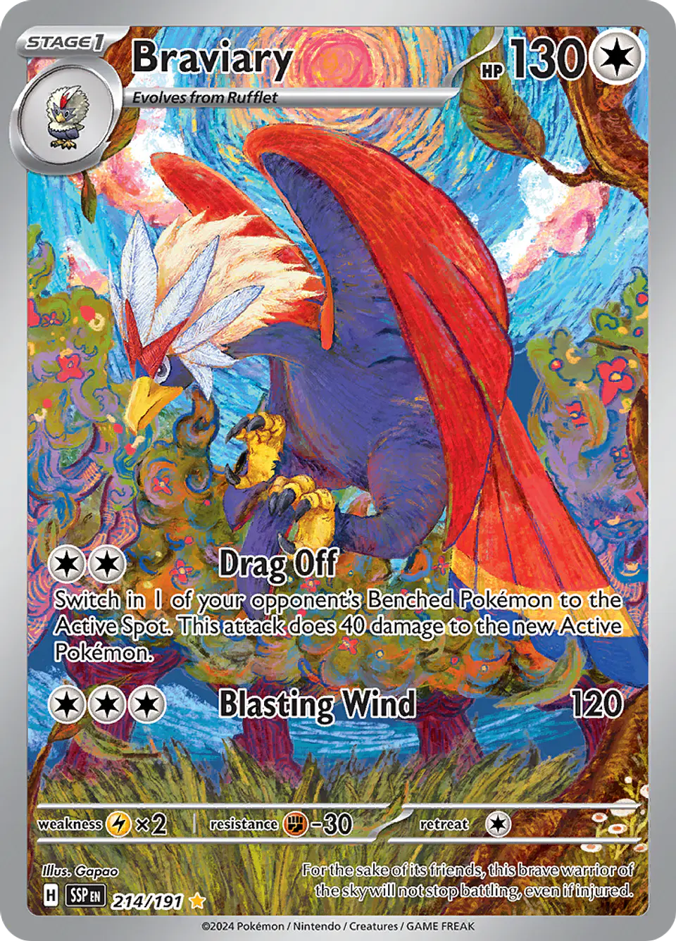 Braviary 214/191 - SV08 Surging Sparks Illustration Rare (NM) 1