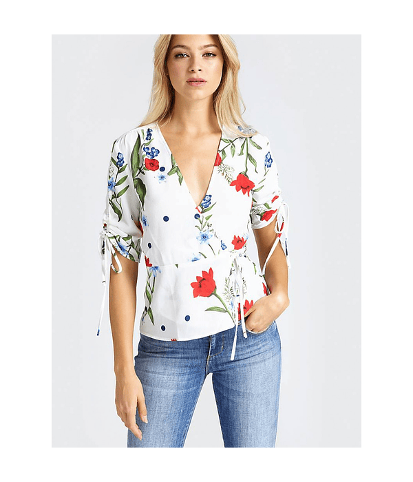 Blusa cruzada com Print - Guess