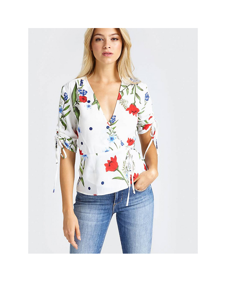 Blusa cruzada com Print - Guess