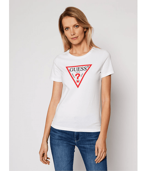 T-shirt Triângulo Algodão Orgânico Branco - Guess