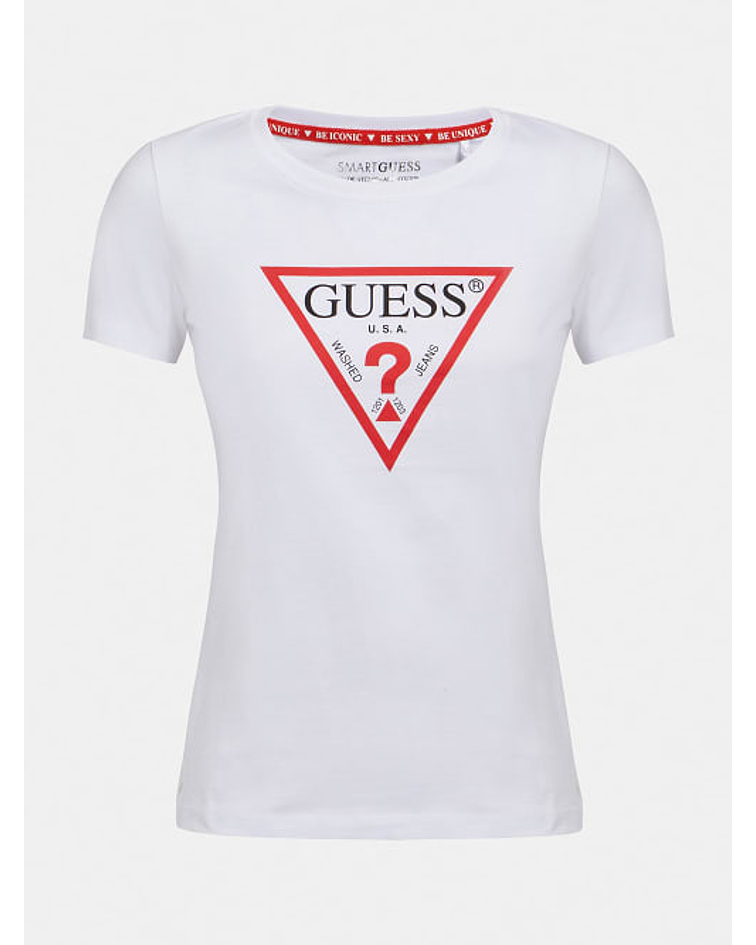 T-shirt Triângulo Algodão Orgânico Branco - Guess