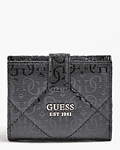 Carteira Pequena Acolchoada Laminada Preto - Guess