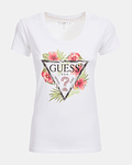 T-shirt Guess Triângulo Floral Branco - Guess