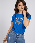 T-shirt Icon com Strass Azul - Guess