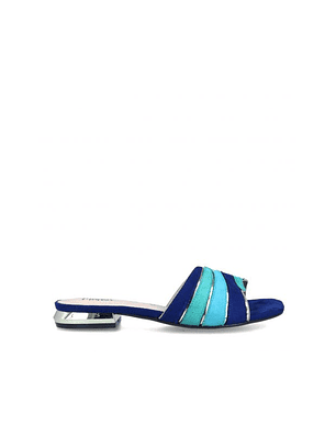 Chinelo Rasteiro em Suede Calibano Azul - Menbur