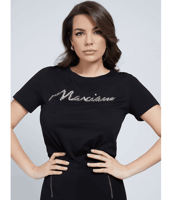 T-shirt com Strass Preto - Guess Marciano