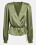 Blusa Acetinada Bolinhas Piper Verde - Guess