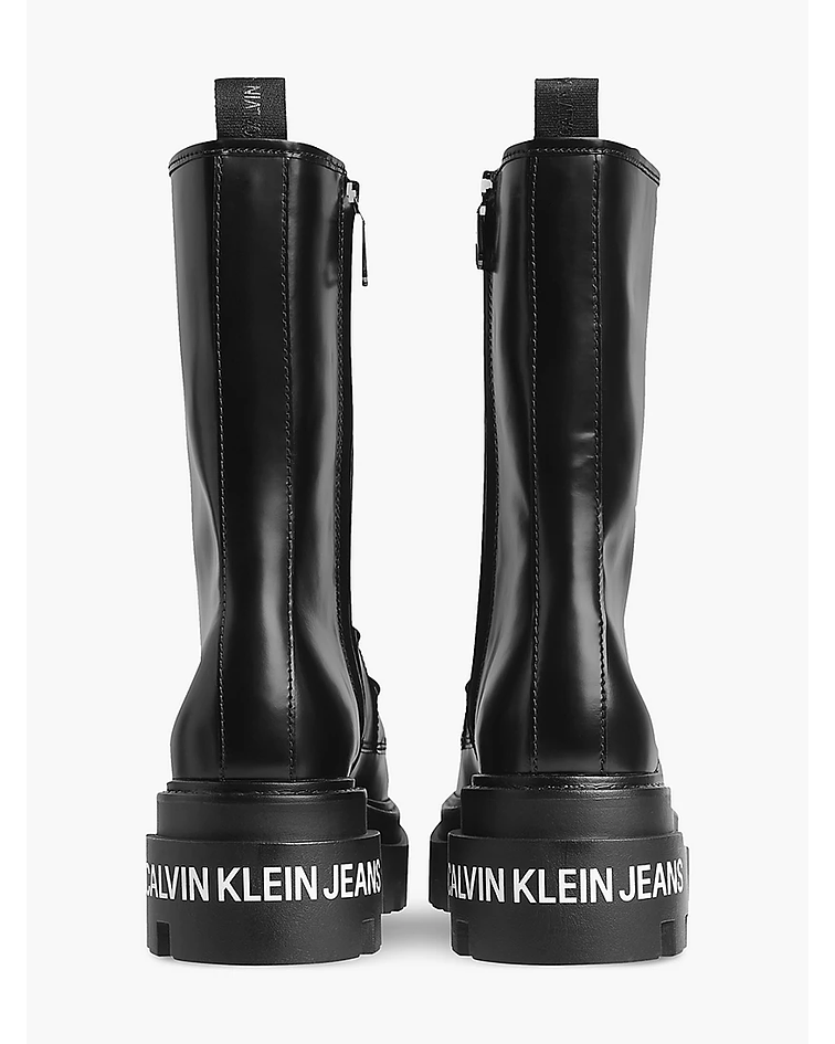 Bota Cano Médio em Pele Preto - Calvin Klein