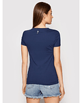 T-shirt Slim com Strass Selina Azul - Guess