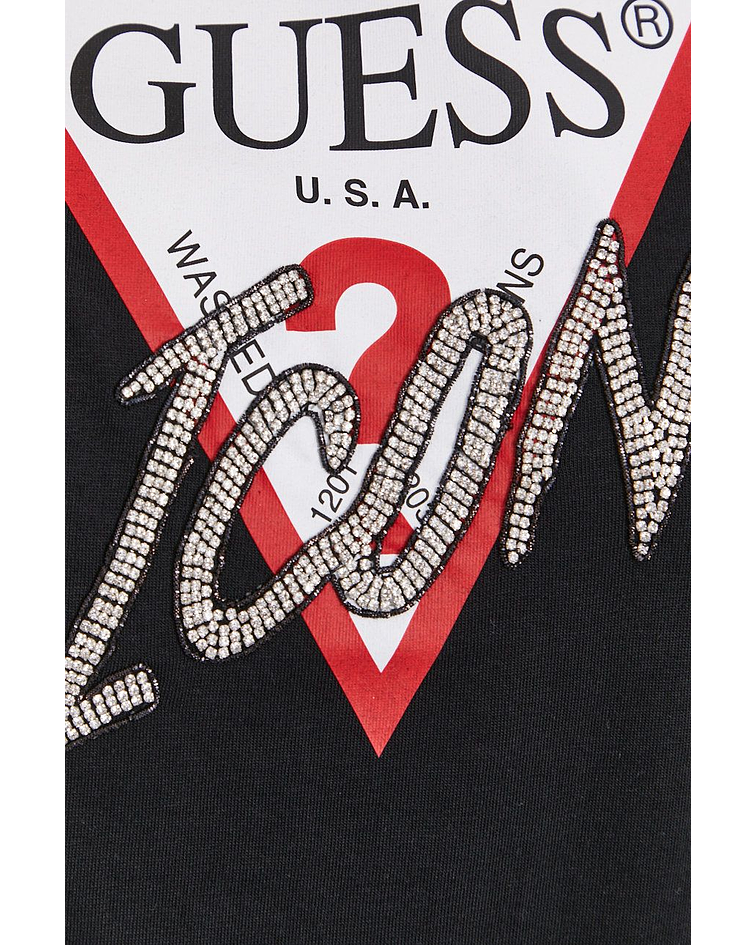 T-shirt Triângulo Icon Strass Preto - Guess