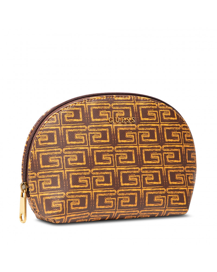 Necessaire Arredondada Brisa Logo Castanho - Guess