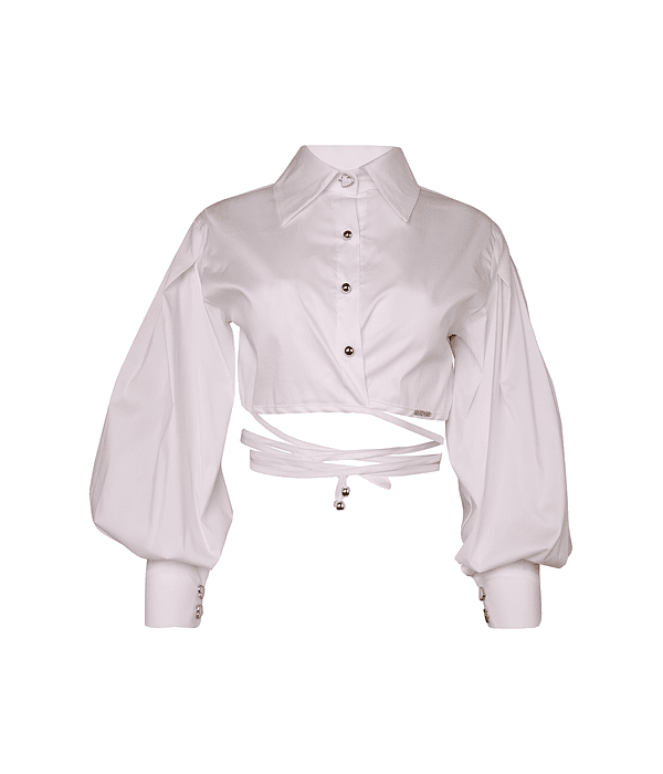 Camisa Curta com Atilhos Branco - SAHOCO