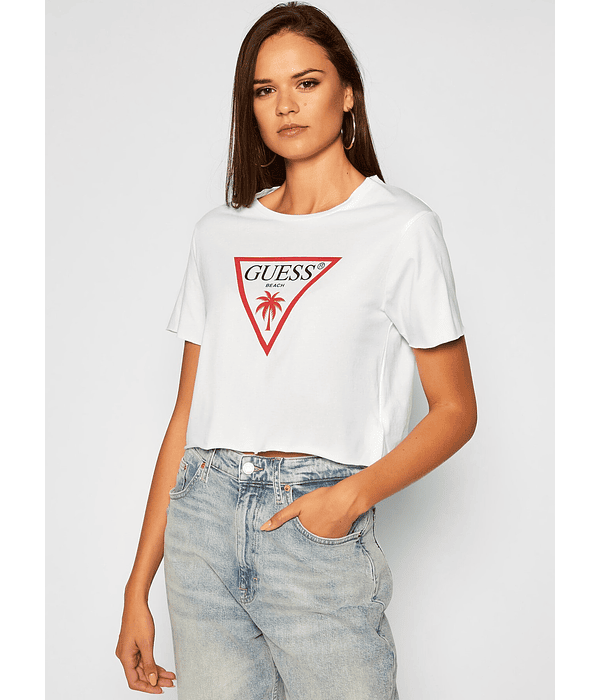 T-shirt Curta Triângulo Branco - Guess
