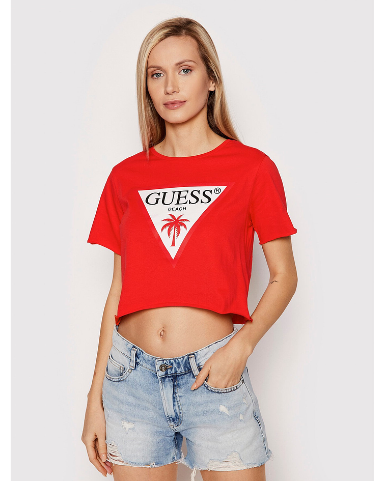 T-shirt Curta Triângulo Vermelho - Guess 