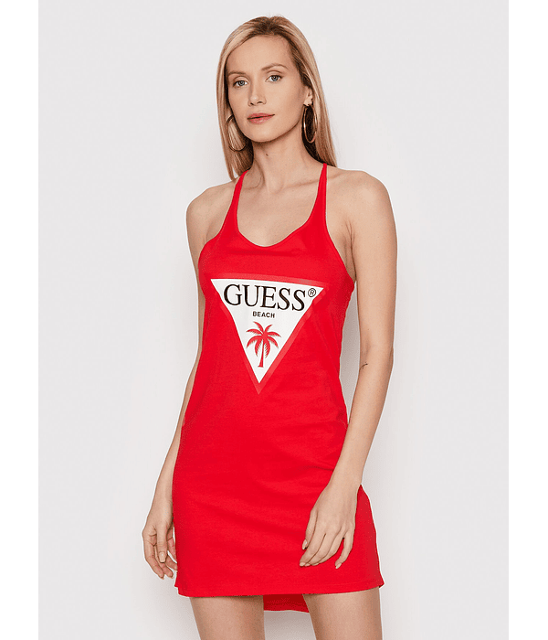 Vestido de Alças com Triângulo Vermelho - Guess 