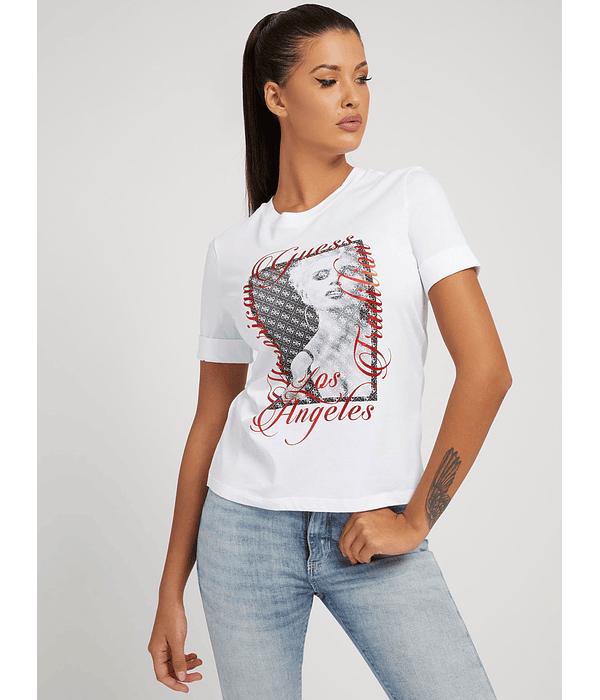 T-shirt com Print Bellavita Branco - Guess 