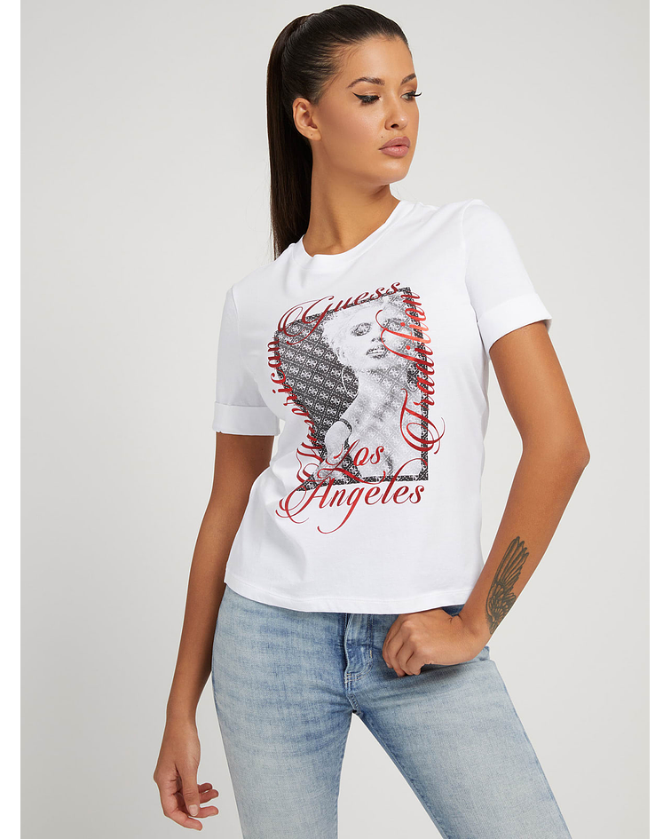 T-shirt com Print Bellavita Branco - Guess 