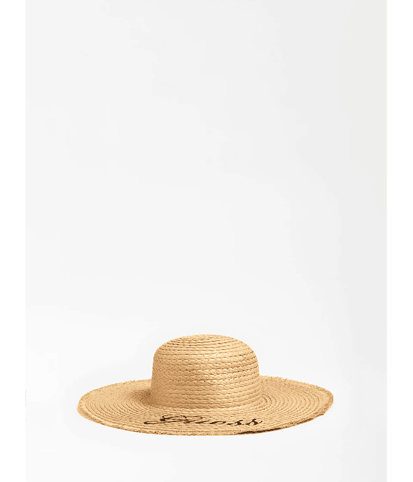 Chapéu de Palha Bordado a Preto - Guess 