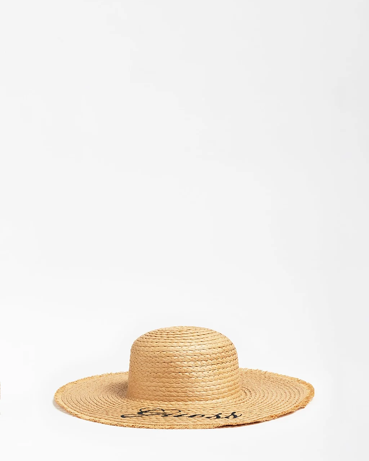 Chapéu de Palha Bordado a Preto - Guess 