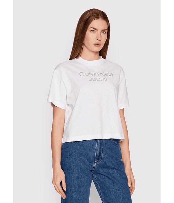 T-shirt Larga a Prata Branco - Calvin Klein