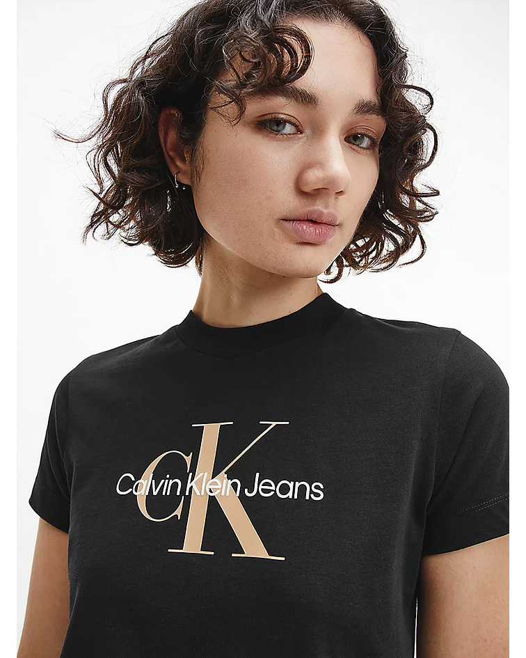 T-shirt Logo Preto e Bege - Calvin Klein