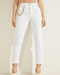 Calças Mom Jeans Brancas com Corrente - Guess
