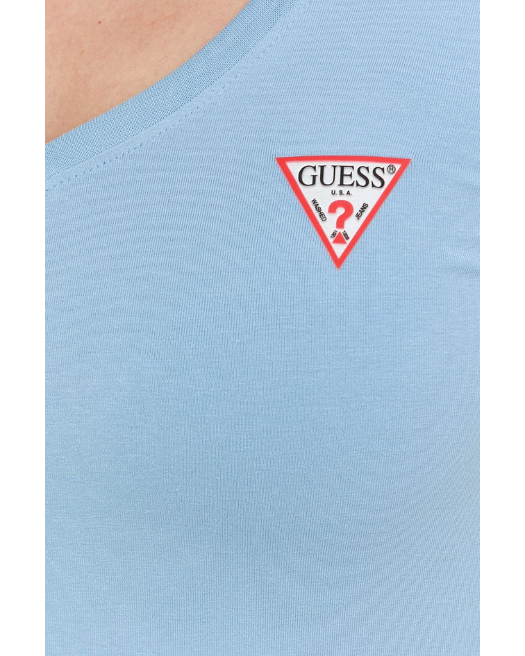 T-shirt Básica Decote em V Azul - Guess