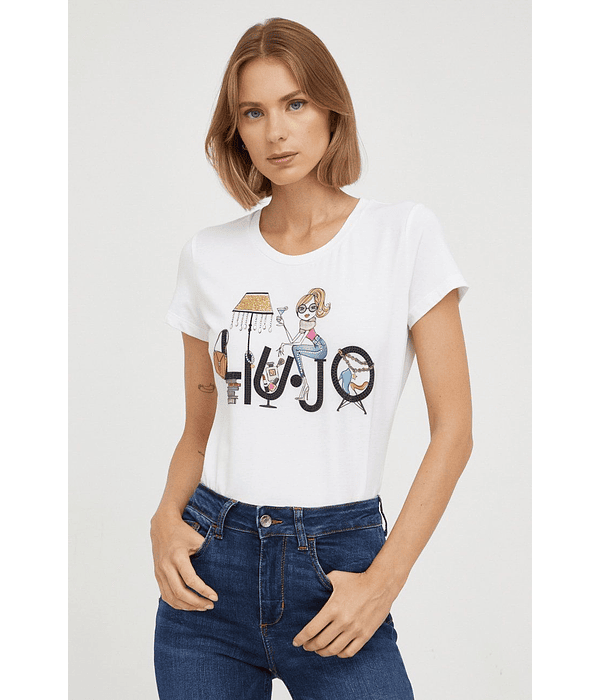 T-shirt com Bonequinha Branco - Liu Jo 