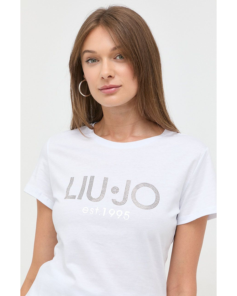 T-shirt com Logo em Strass Branco - Liu Jo 