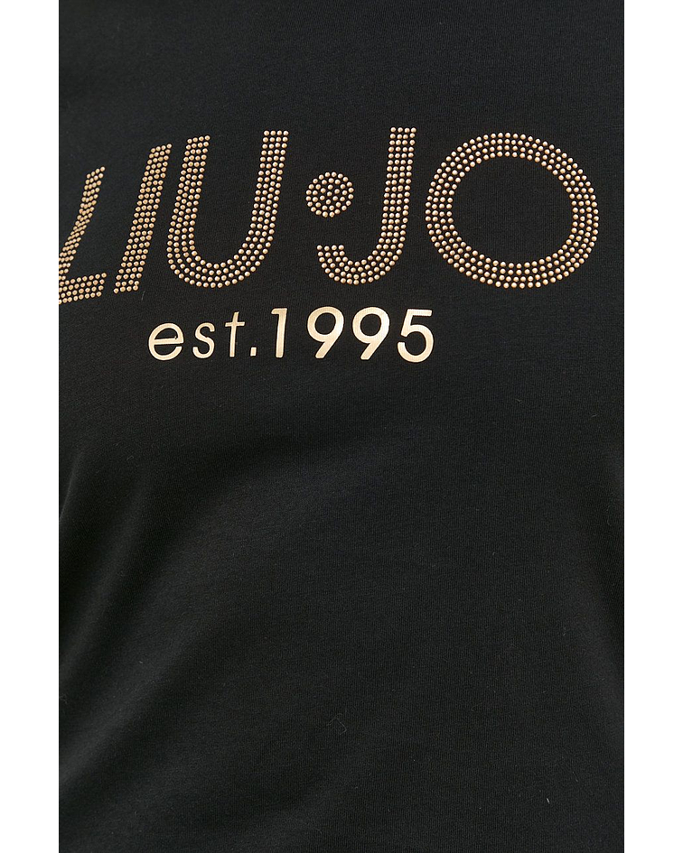 T-shirt com Logo em Strass Preto - Liu Jo 
