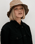 Chapéu Bucket em Tecido com Logo Aviana Bege - Guess