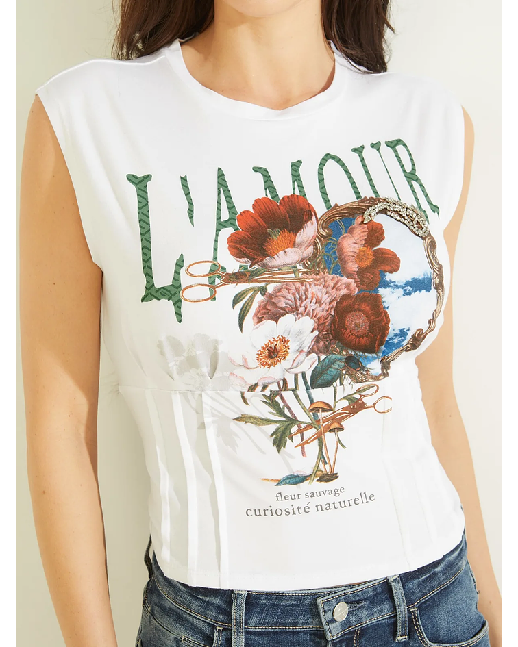 T-shirt de Cavas Lamour Branca - Guess 