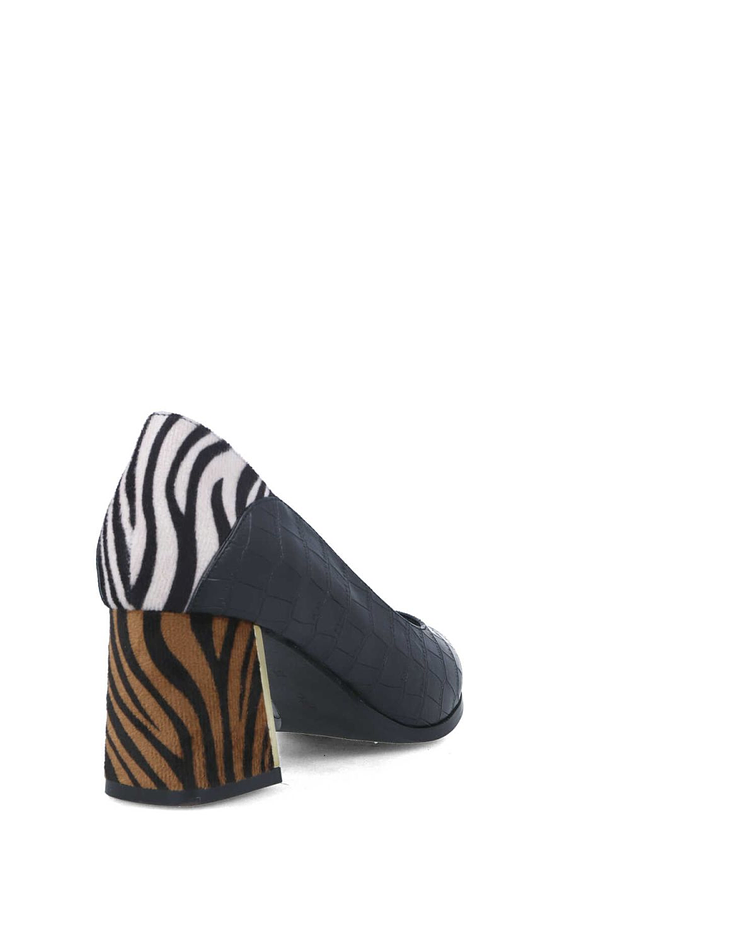 Sapato de Salto Block Animal Print - Menbur