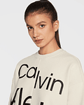 Sweat decote Maxi Lettering Bege - Calvin Klein