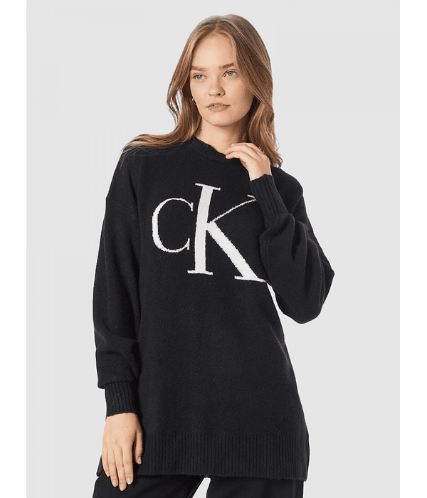 Camisola Fluffy Logo Frontal Preta  - Calvin Klein