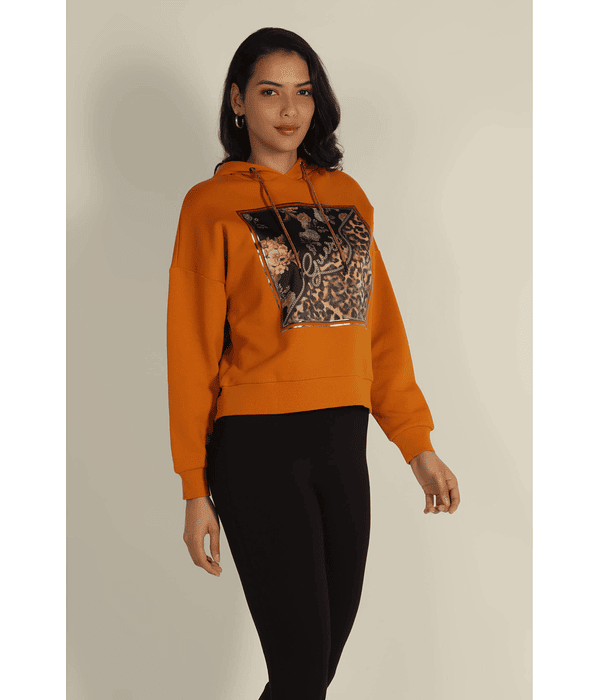 Sweat Zenovia com Print Frontal Laranja - Guess