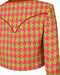 Casaco Pied Poule em Tweed Rosa e Verde - SAHOCO 