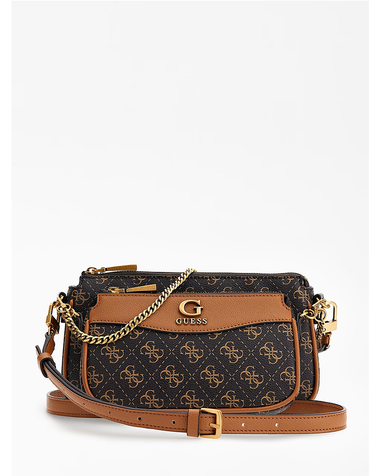 Crossbody Dupla com Logo Nell Castanho - Guess 