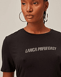 T-shirt com Lettering em Strass Preta- Lança Perfume 