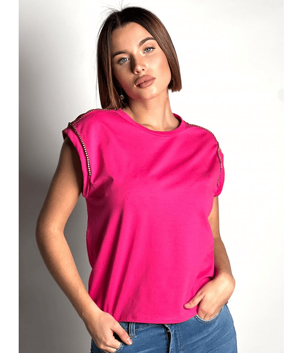 T-shirt Oversized com Brilhos Rosa - Liu Jo 