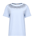T-shirt com Brilho na Gola Azul - Liu Jo  