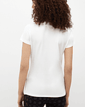 T-shirt Branca com Decote em V e Tachas - Liu Jo