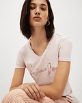 T-shirt com Decote em Renda Rosa - Liu Jo 