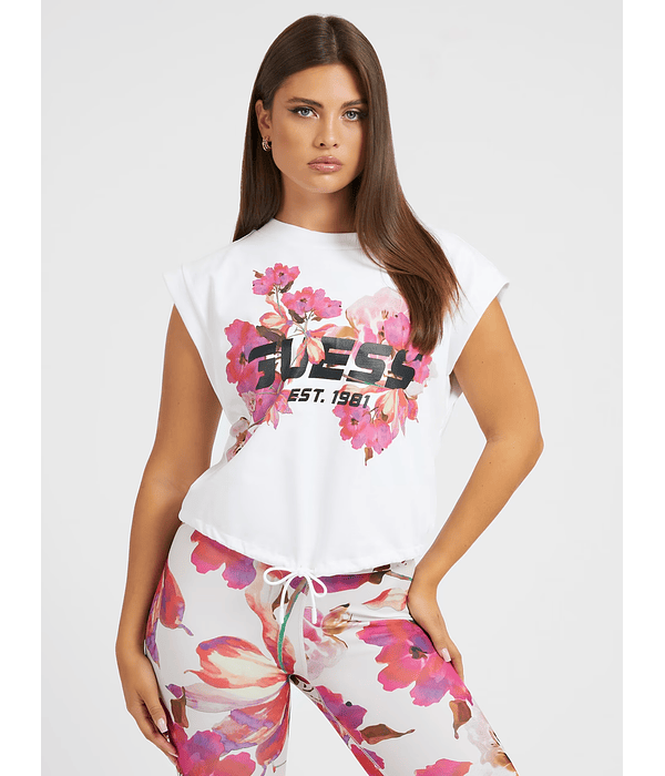 T-shirt Floral Corine Branco - Guess 