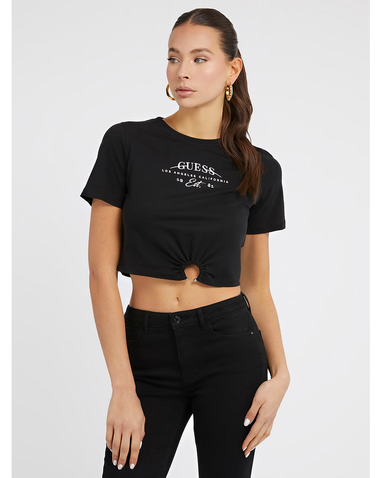 T-shirt com Aplicação Preto - Guess