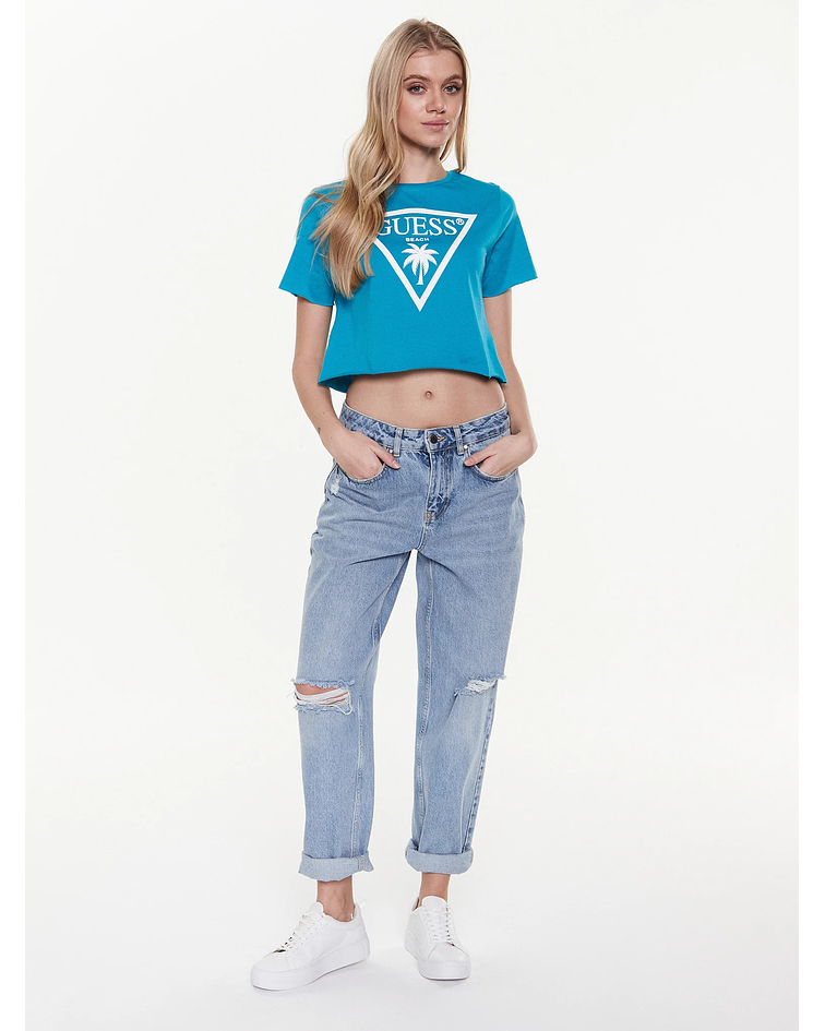 T-shirt Curta Logo Triângulo Azul - Guess 
