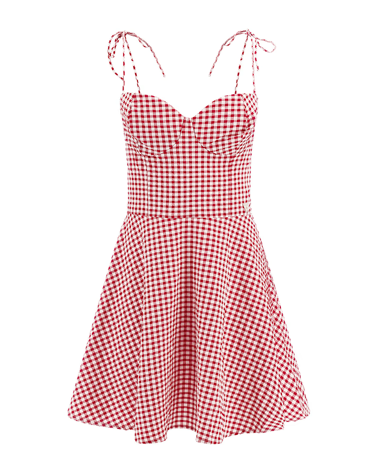 Vestido de Alças Vichy Vermelho - Guess 