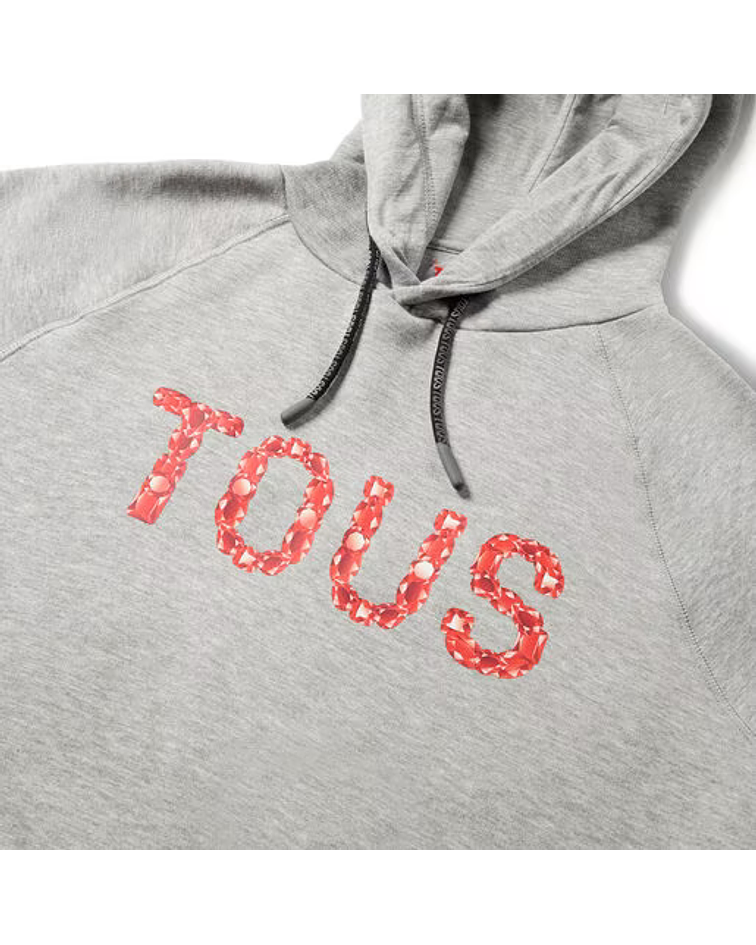 Sweatshirt com Capuz Cinzenta e Vermelha Logo Gemstones - Tous